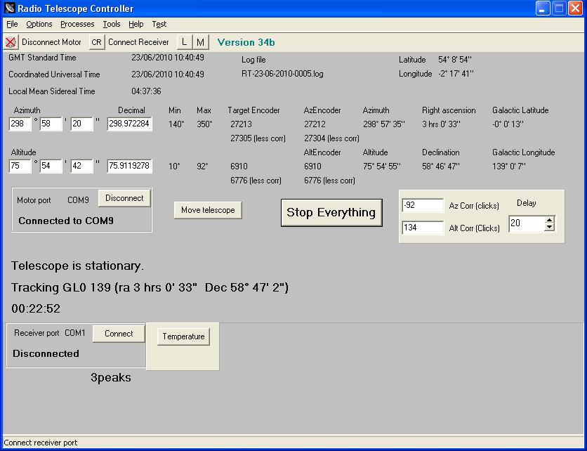 Radio telescope controler programme